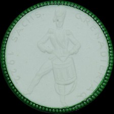 MEISSEN / SACHSEN: Porzellan-Medaille 1922, Rand grün. SÄCHSISCHER GRENADIERTAG.