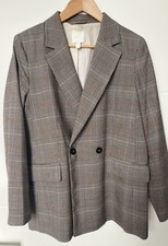 H&M +  DAMEN BLAZER SAKKO XL + KARIERT ZWEIREIHER + GRAU BRAUN + KLASSISCH + TOP