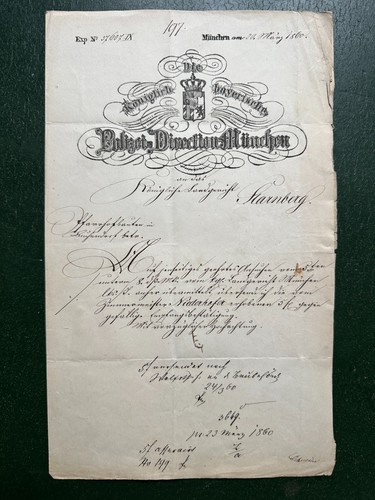 Altes schreiben münchen - schreiben, 1860