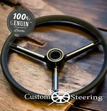 Für Ford MUSTANG 45.7cm 1965-1966 Schwarz Echt Leder Lenkrad Abdeckung DIY