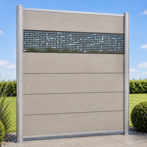 Wpc sichtschutzzaun grau - grau, xl