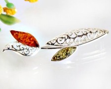 Bernstein Brosche Silber 925