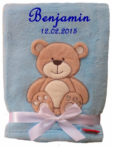 Babydecke mit namen bestickt - mit,