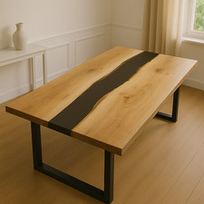 Black Epoxy Resin River Table