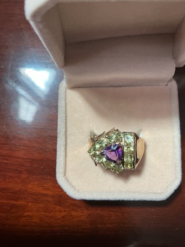 10kt peridot und - amethyst, ring