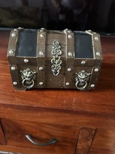 Antik Kleine Holzkiste Holz Mit Metall Top Zustand