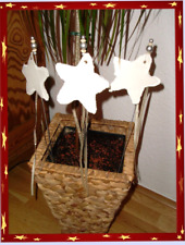 Blumenstecker "Stern" 35 cm, auf Metallstab, 6er-Set, Crem-Weiß Papier