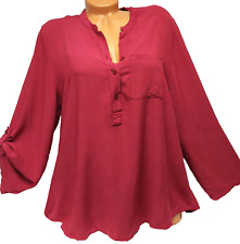 Longbluse Italy oversize Business  Bluse Tunika Damen Hemd Weinrot 44 46 48