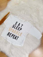 ! Englandmode Next Sweater weiß Aufdruck Gold Schwarz Mädchen 62/68 !