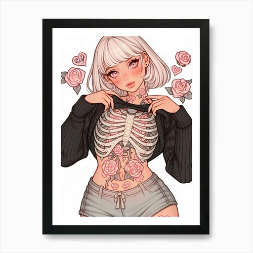 Skelett mädchen kunstdruck - skelett,