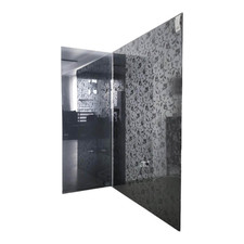 Glas Italia Raumteiler Wall SIO2 Rauchglas Schwarz Mit Floralem Muster