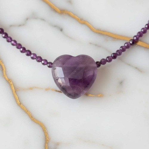 Amethyst herz halskette - herz,
