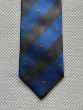 Burberry London Krawatte – 100% Seide – Blau Grau Gestreift – Logo – Vintage