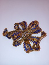 Brosche Schleife in Blau wunderschöne blauen und türkisen Glaskristallen