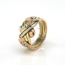 Ring Puzzlering 585/- 14k. Tricolor Gr. 62 -984