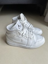 Nike Air Jordan 1 Mid Damen Triple White Weiß Gr. 37,5 Sneaker Gym Sportschuhe
