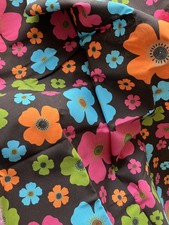 Stoffe Reste Dekostoff Retro-Blumen braun 70s 140x200 cm