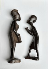 Zwei Mal Afrikanische Ebenholz Figur Statue Afrika Holz Handarbeit Geschnitzt
