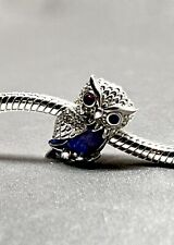 Atemberaubende Magische Eule Augen Charm Perle Vogel Tier Echt 925 Sterling Silber Blau