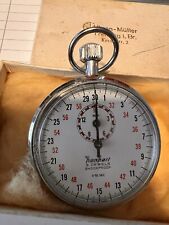 Hanhart Stoppuhr Kronenstopper mechanisch 3 Jewels verchromt,voll Funktionsfähig