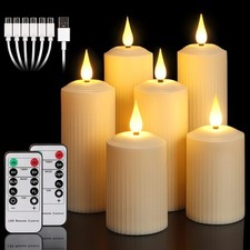 Wiederaufladbare LED Kerzen mit 10-Tasten Fernbedienung, Outdoor  Flammenlose...