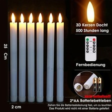 6er Set Flammenlos Led Stabkerzen flackernd LED Kerzen mit Timer fernbedienung.