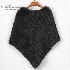 Echtes Kaninchenfell Poncho