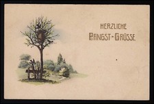 AK Pfingst Grüsse, Schwalben am Nistkasten Prägemotiv, Feldpost LADBERGEN 9.6.16