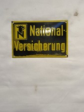 Altes Emailschild 30er J.,National Versicherung Ferro Email,C.Robert Dold.Orig.