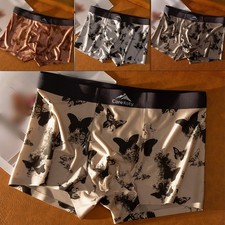 Herren Eis Seide Satin Unterhose Atmungsaktiv Trunks Stylisch Boxershorts Set