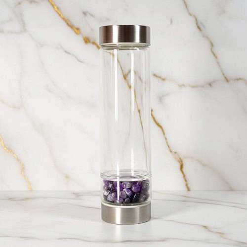 Amethyst trinkflasche silber - trinkflasche,