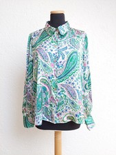 Türkis weiß Paisley Satin Hemd Bluse von Zara, Gr. XXL