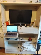 Raumteiler 4 Fächer weiss Büro-Schrank Bücher-Regal Akten-Regal Fernseher-Regal