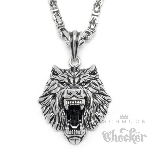 Großer wolf anhänger massiv - großer, wolf-anhänger