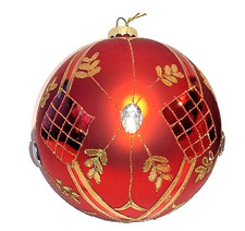 HOFF INTERIEUR " Eine Glas Weihnachtskugel Ø 12 cm mit Strass in  Rot-Gold