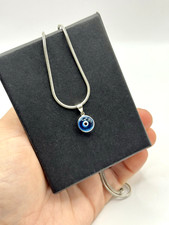 925 Silber Halskette mit 925 Silber Nazar Anhänger blau