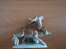 Hirsch Hirschkuh Reh  Figur Porzellan Wild Jagd alt  DDR Deko  sammeln