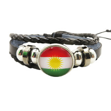 Rojava Kurdistan Flagge, Kurdische Fahne, Leder, geflochten, schwarz