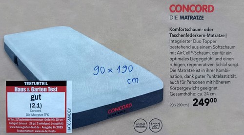 Matratze 90x190 concord - matratze,