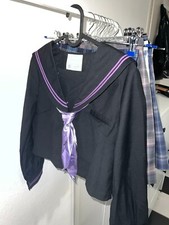 Japanische Schuluniform, Matrosenuniform, schwarz lila Matrosenuniform, Größe m