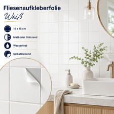Fliesenaufkleber 15x15cm weiß - fliesenaufkleber,