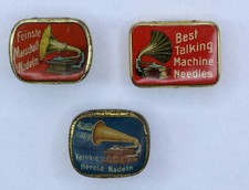 3x NADELDOSE "Trichtergrammophon", -leer-,  Needle-tin, Grammophon, 78rpm   D290