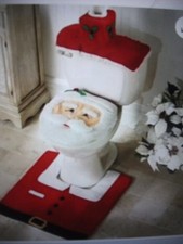 Badgarnitur Weihnachten - Toilett.deckelabdeckung, Vorleger Spülkastenabdeckung