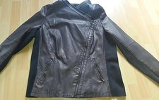 M&S Mode Lederimitatjacke * Jacke Material Mix schwarz / braun metallic Gr. 48 *