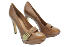 DIESEL Heels Damen EU 40 Leder High Heel Metall Details Braun