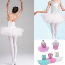 DE Kinder Mädchen Trikot Training Kleid Tutu Ballett Pailletten Bühnenaufführung