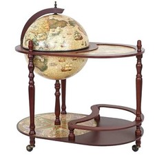 Globusbar mit Tisch MCW-D84, Minibar, Weltkugel Ø 42cm rollbar Eukalyptusholz