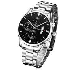 GENEVA Herren Edelstahl Uhr