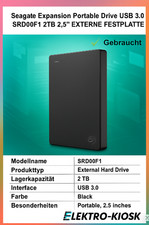 Seagate Expansion Portable Drive USB 3.0 SRD00F1 2TB HDD 2,5" EXTERNE FESTPLATTE