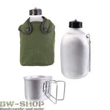 MILITÄR FELDFLASCHE ALU 1,3L + BECHER & HÜLLE FRANZ. ARMEE TRINKFLASCHE FLASCHE